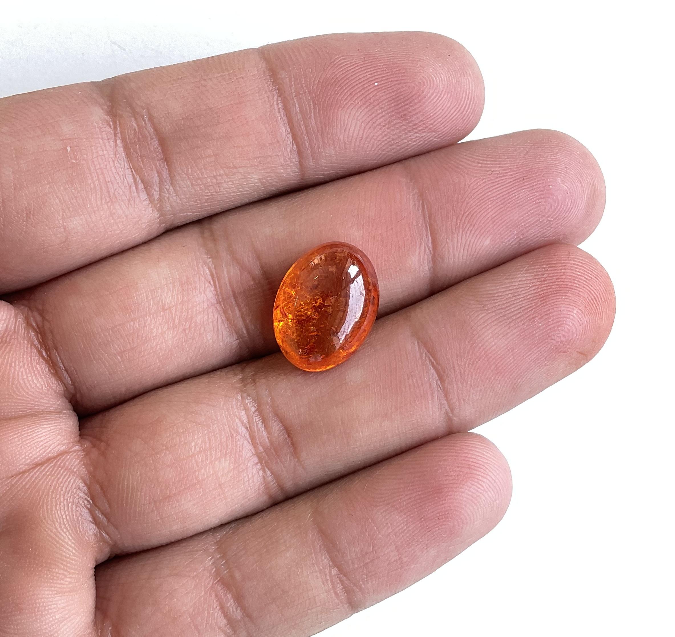 13.38 Carati di Granato Fanta Spessartite Cabochon ovale di qualità superiore Nature in vendita 1