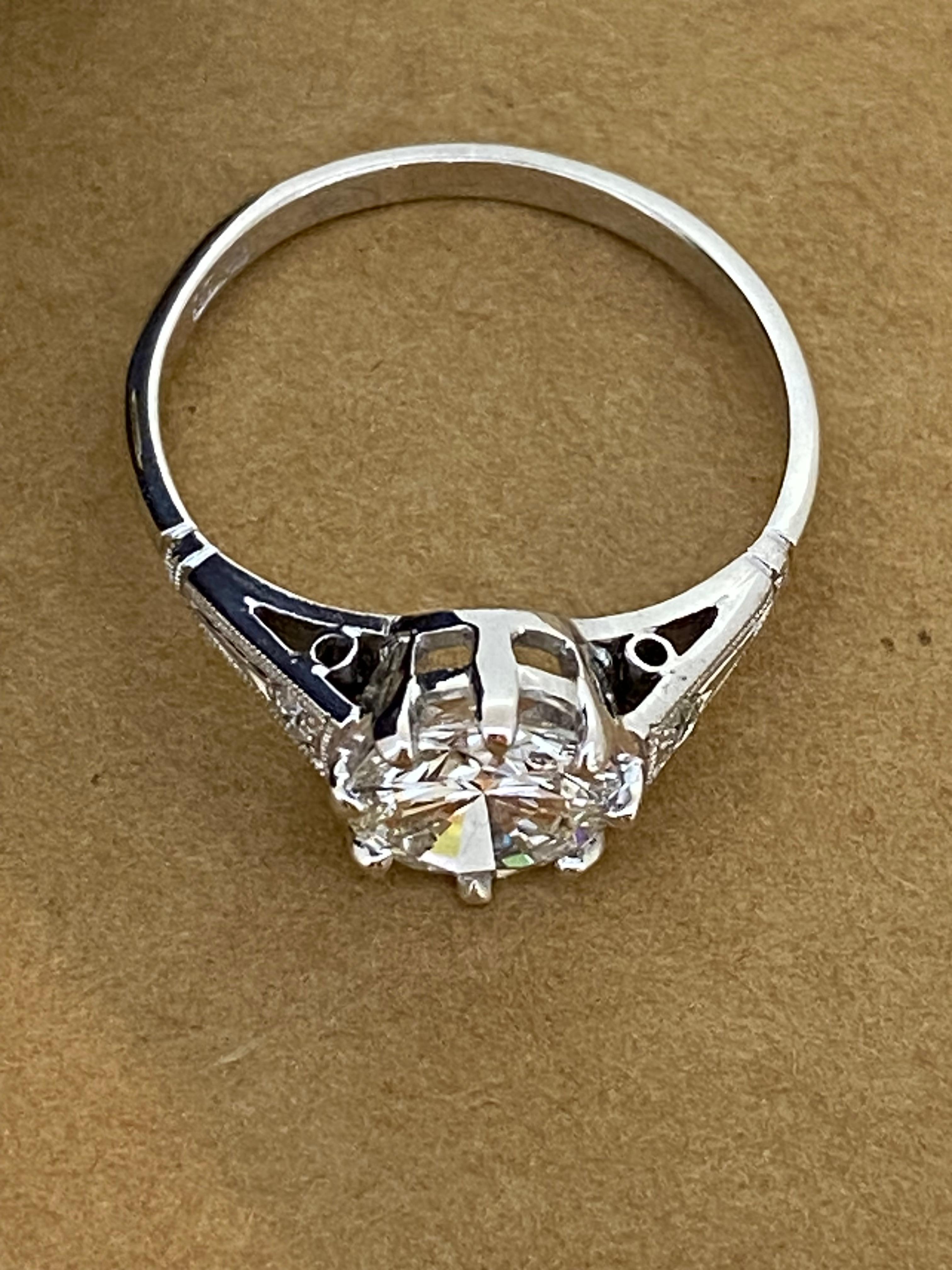 1.33ct F/VS1 Diamond Solitaire Ring in 18K White Gold, AusCertified, Handmade. For Sale 3