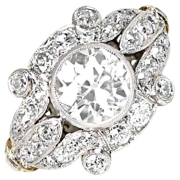1.33 Carat Old Euro-Cut Diamond Engagement Ring, Vs1 Clarity, Platinum 
