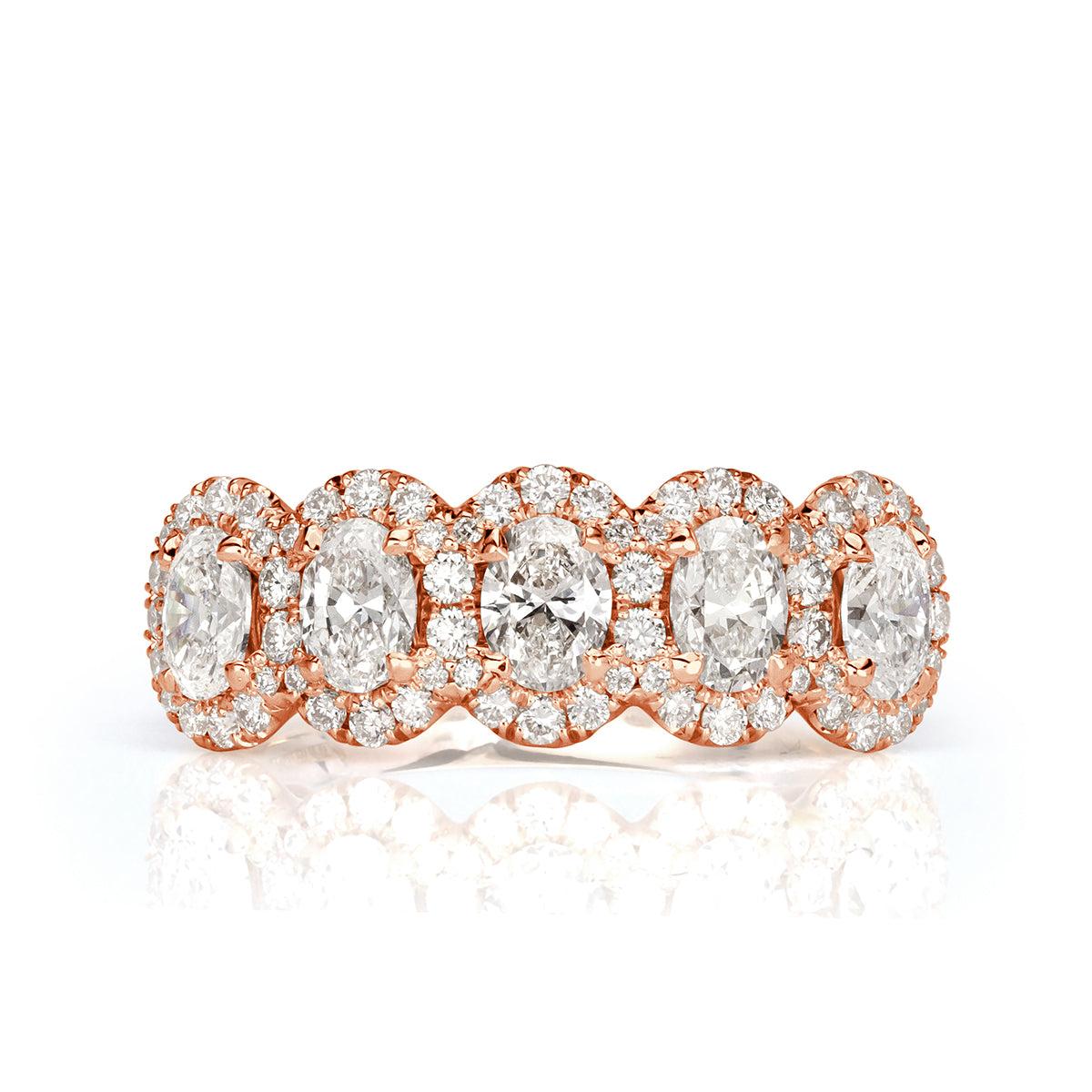 1.33ct Oval Cut Diamond Five-Stone Ring in 18k Rose Gold