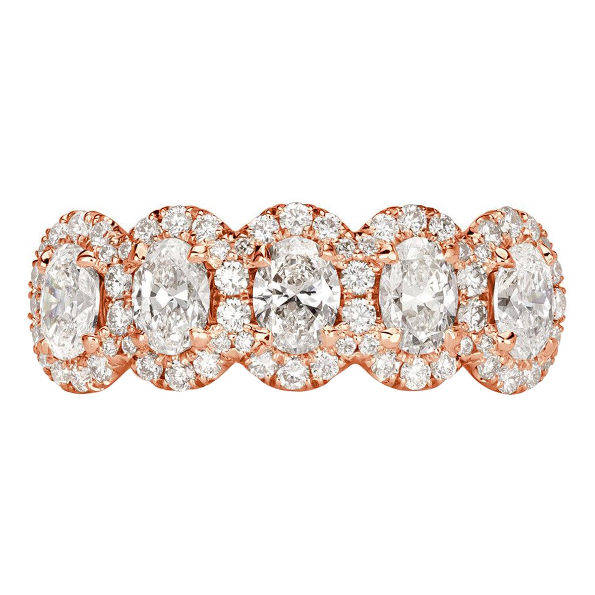 1.33ct Oval Cut Diamond Five-Stone Ring in 18k Rose Gold