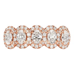 1.33ct Oval Cut Diamond Five-Stone Ring in 18k Rose Gold