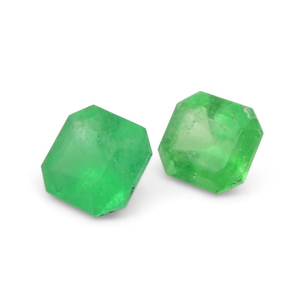 1.33ct Pair Square Green Emerald from Colombia For Sale 8