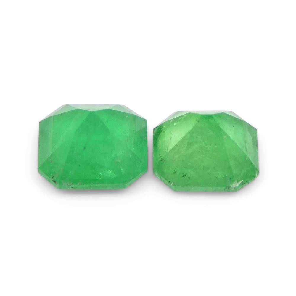 Paire d'émeraudes vertes carrées de Colombie de 1.33 carat Unisexe en vente