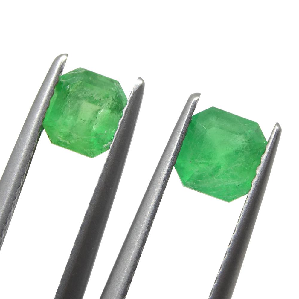 1.33ct Pair Square Green Emerald from Colombia For Sale 4