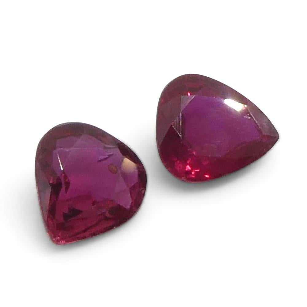 1.33ct Pear Red Ruby from Thailand Pair For Sale 5