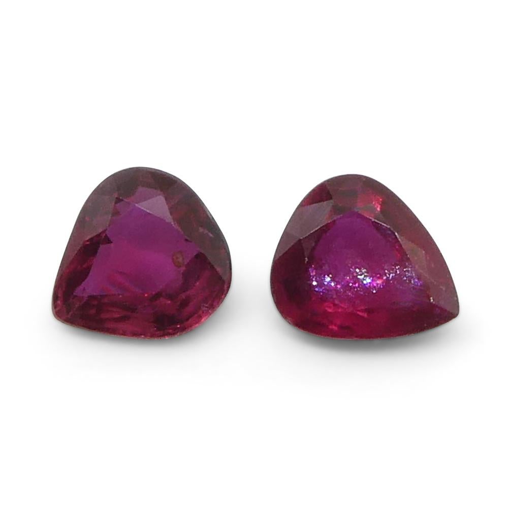 1.33ct Pear Red Ruby from Thailand Pair For Sale 6