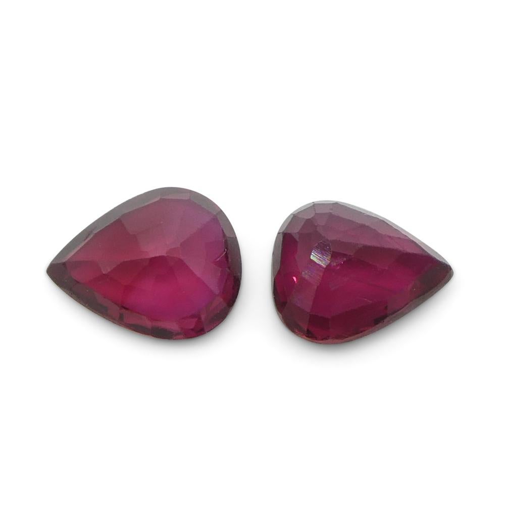 1.33ct Pear Red Ruby from Thailand Pair For Sale 7