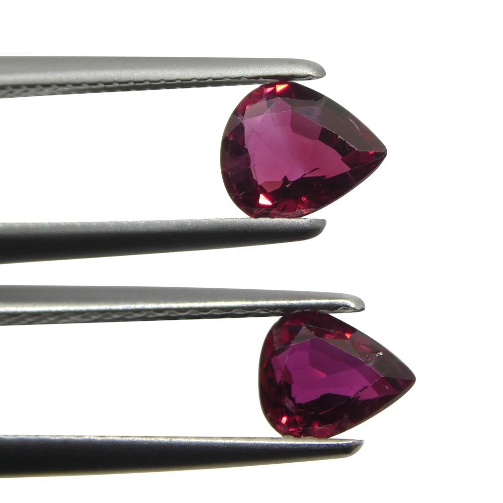 1.33ct Pear Red Ruby from Thailand Pair For Sale 8