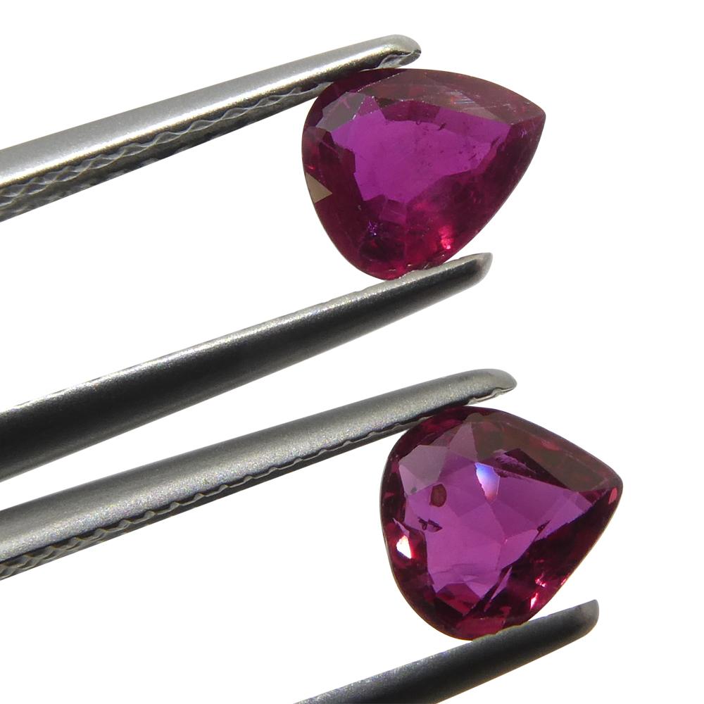 1.33ct Pear Red Ruby from Thailand Pair For Sale 8