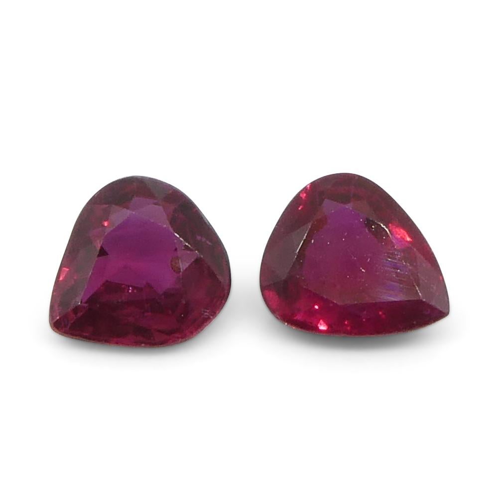 1.33ct Pear Red Ruby from Thailand Pair For Sale 3