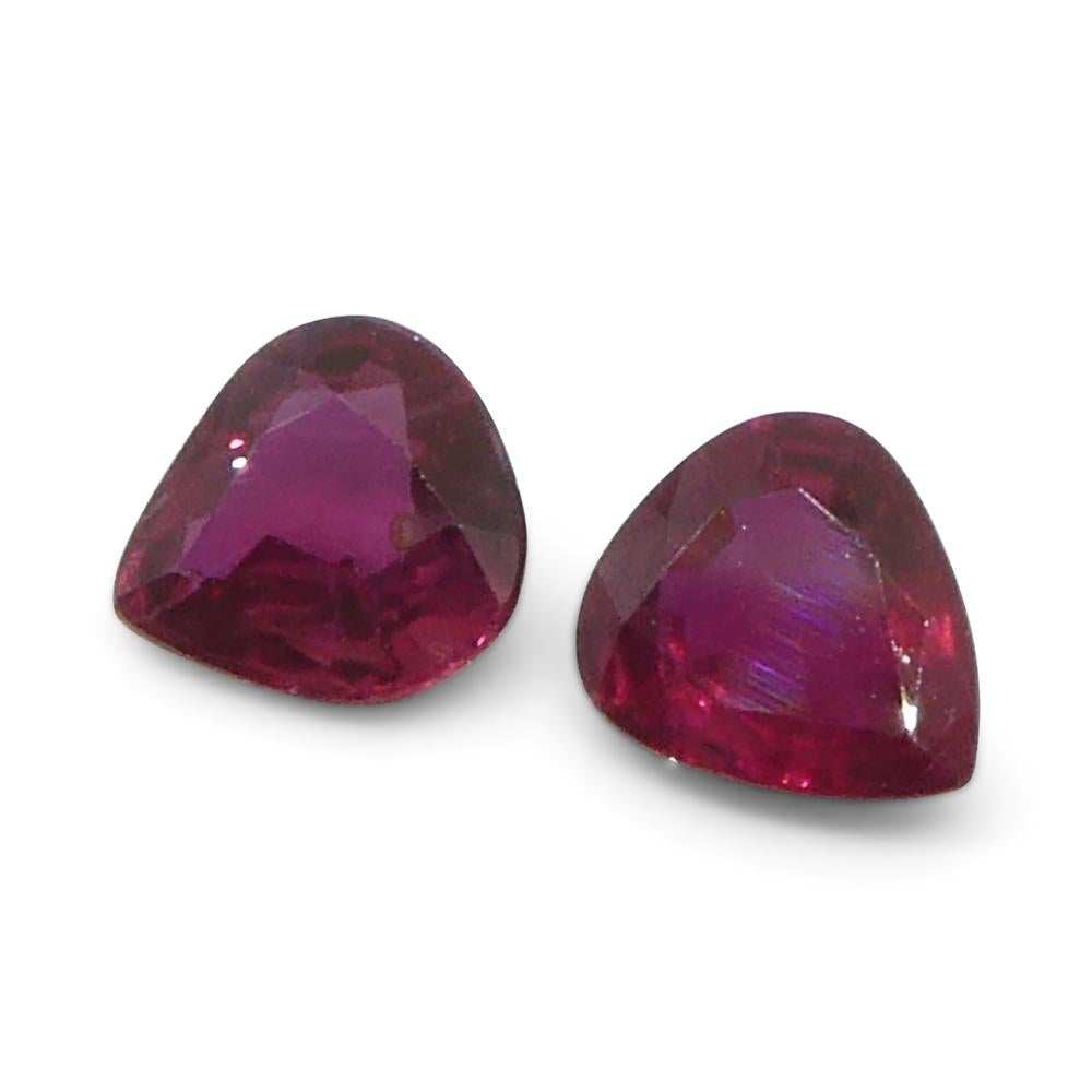 1.33ct Pear Red Ruby from Thailand Pair For Sale 4