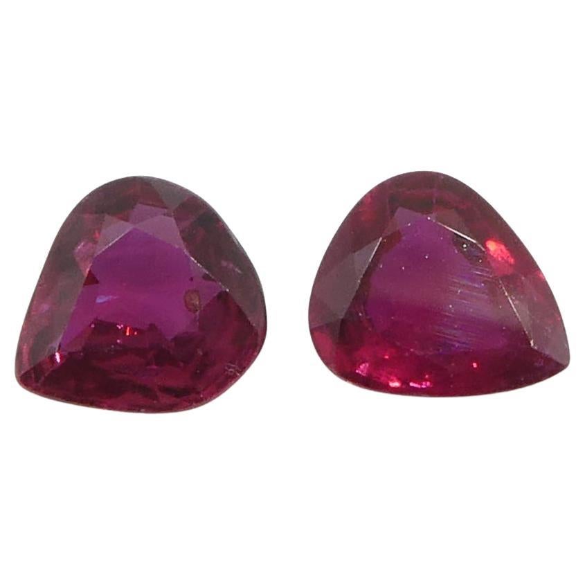 1.33ct Pear Red Ruby from Thailand Pair For Sale