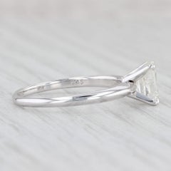 1.33ct Rectangle Brilliant Solitaire Engagement Ring 14k White Gold Size 8.25