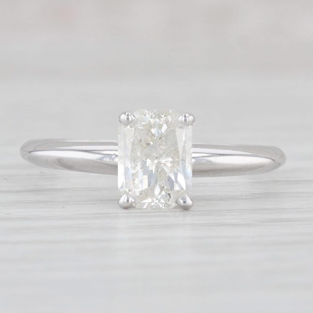 1,33ct Rechteck Brillant Solitär Verlobungsring 14k Weißgold Größe 8,25 im Zustand „Gut“ im Angebot in McLeansville, NC