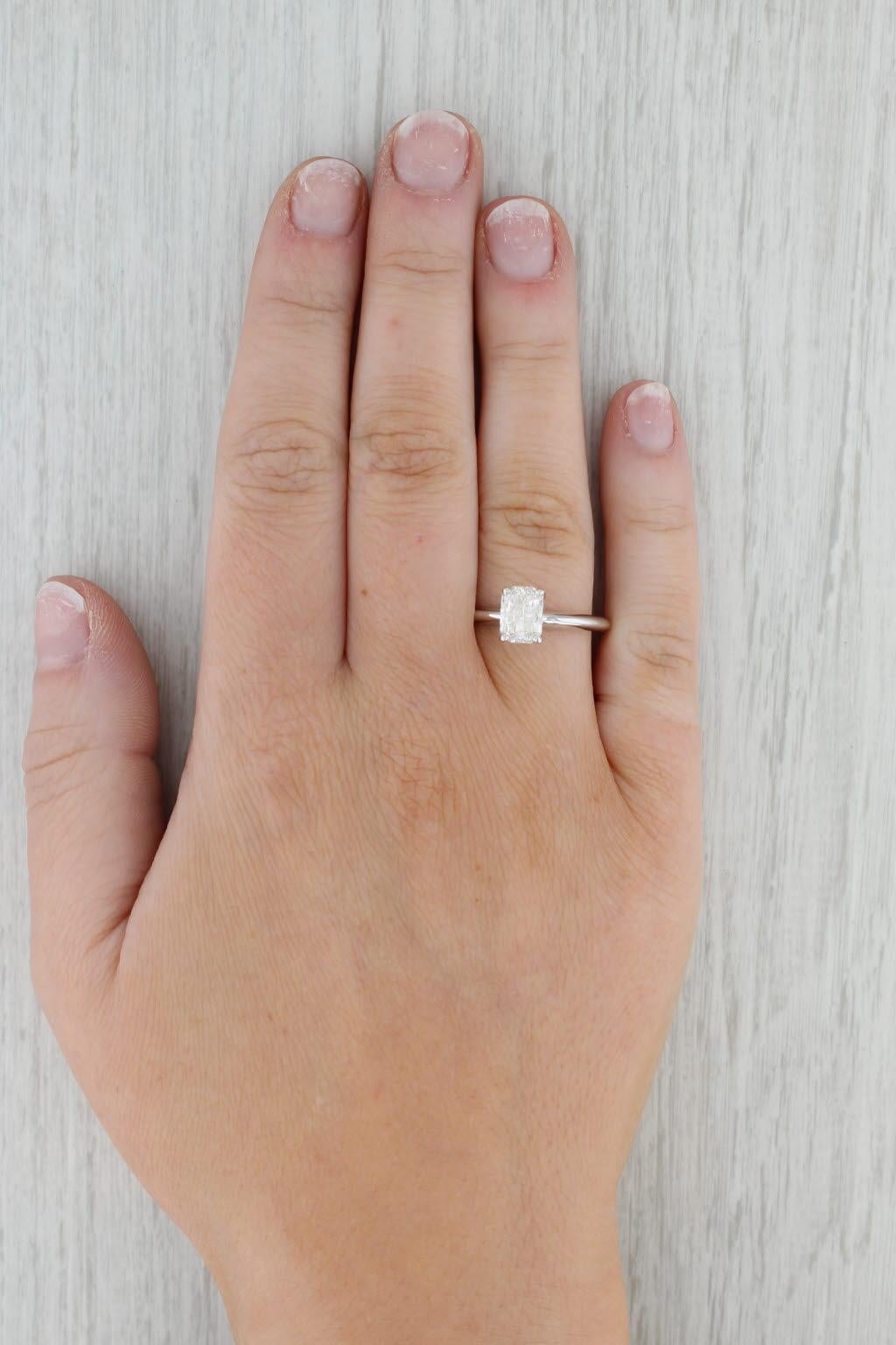 1,33ct Rechteck Brillant Solitär Verlobungsring 14k Weißgold Größe 8,25 im Angebot 3