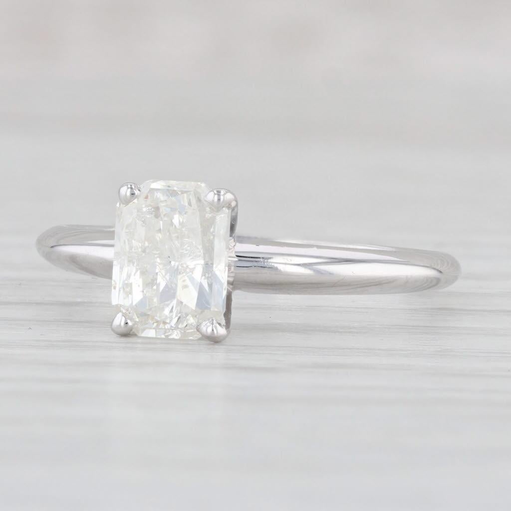 1,33ct Rechteck Brillant Solitär Verlobungsring 14k Weißgold Größe 8,25 im Angebot