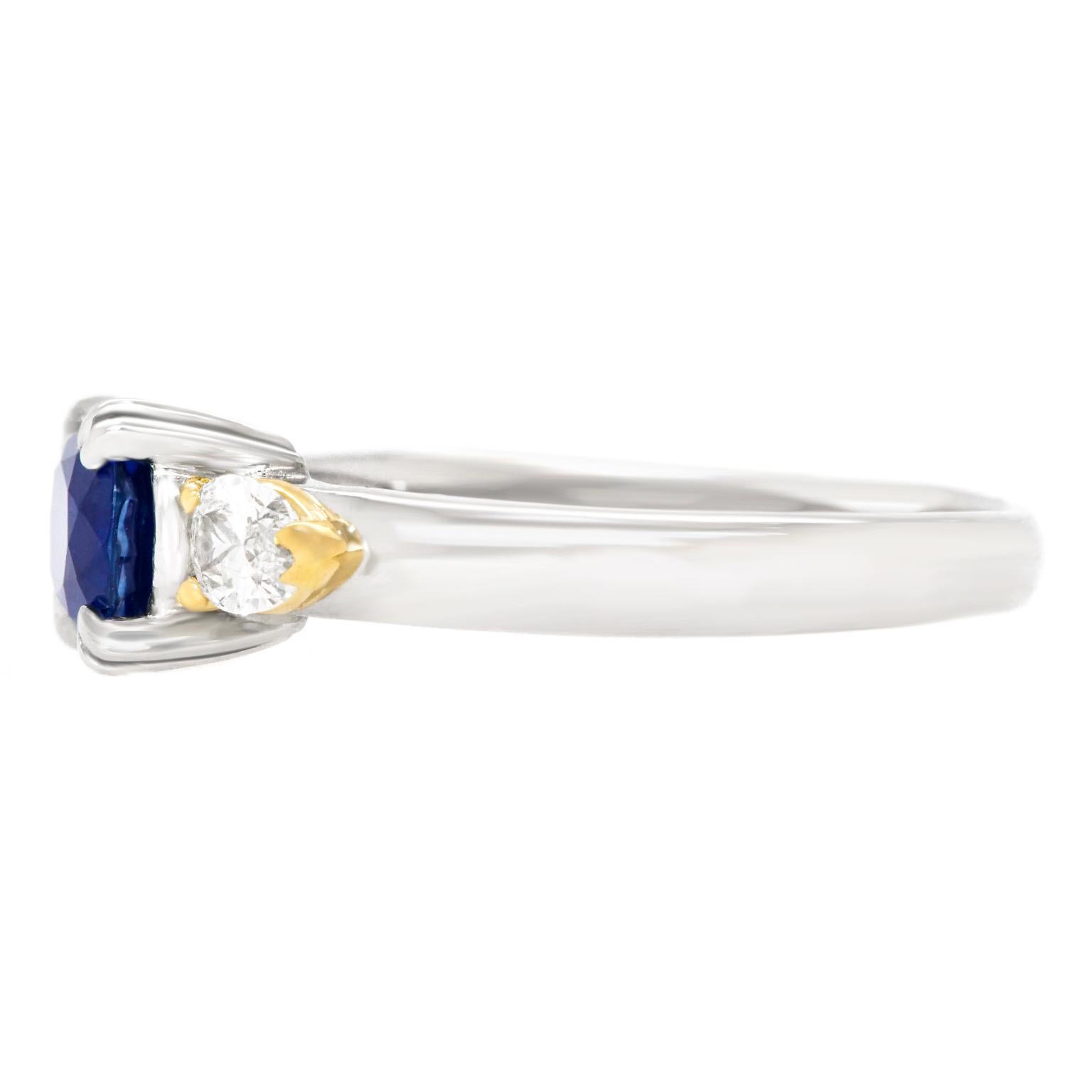 1.33 Carat Sapphire and Diamond-Set Platinum Ring 2