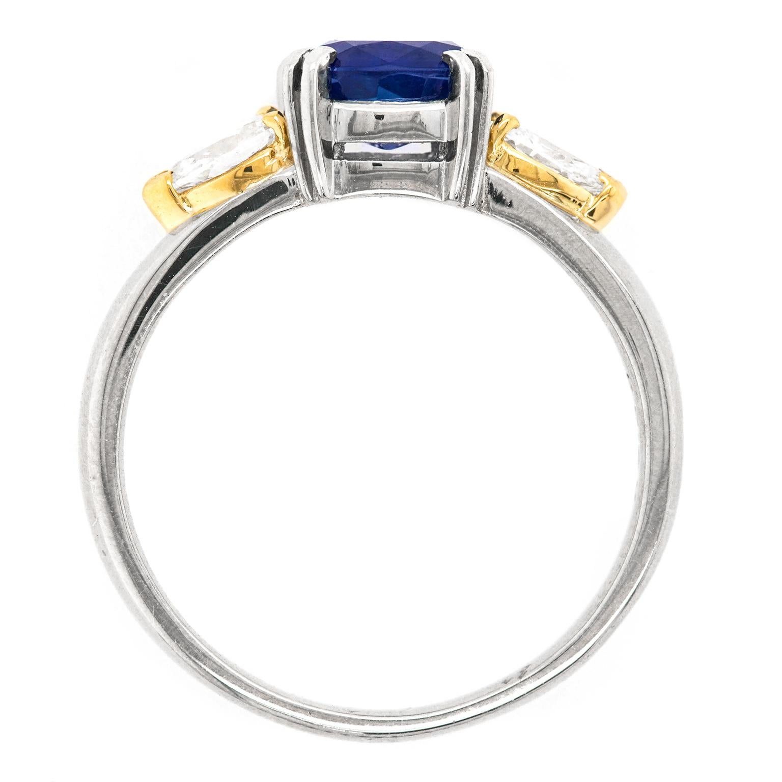 1.33 Carat Sapphire and Diamond-Set Platinum Ring 4