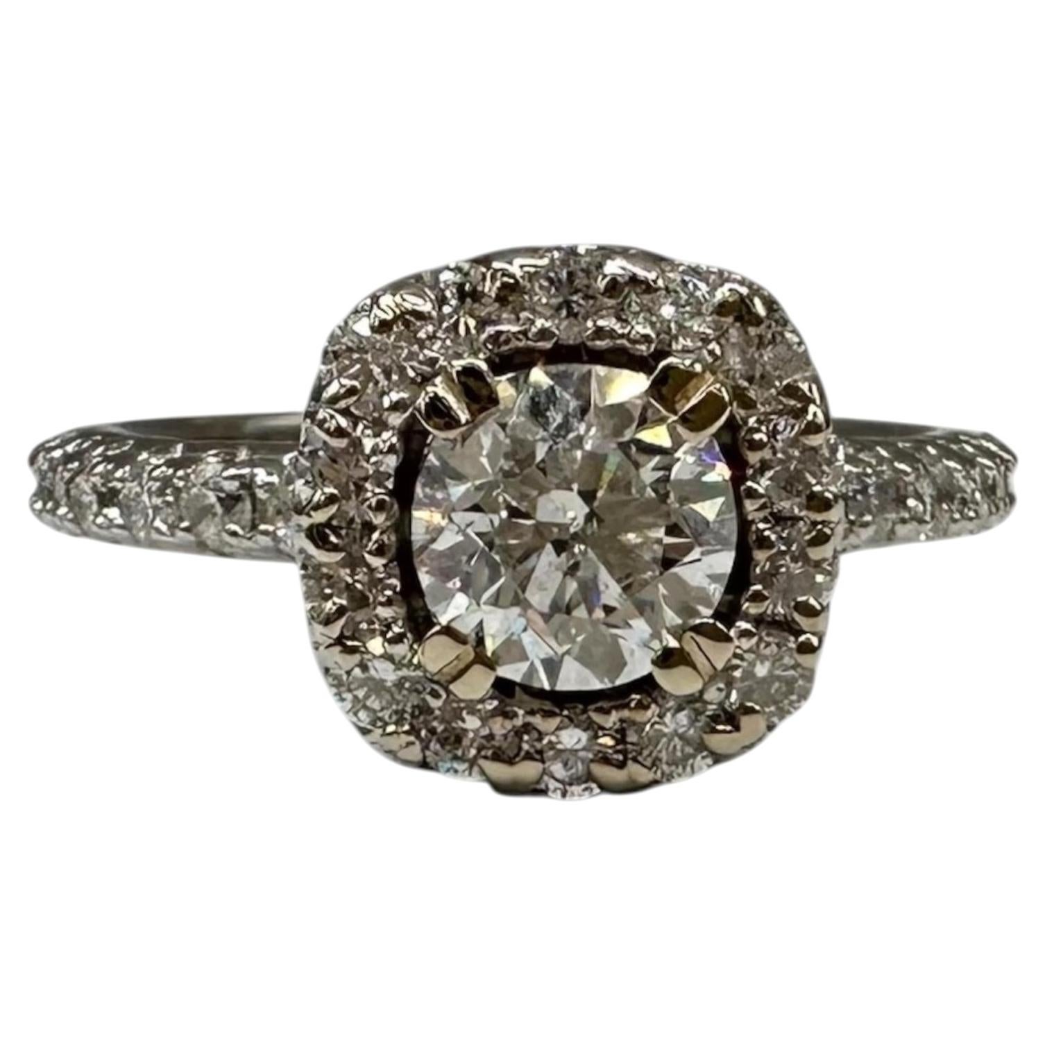 1.33ctw Natural Diamond Engagement Ring 14K White Gold Size 5.75