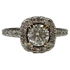1.33ctw Natural Diamond Engagement Ring 14K White Gold Size 5.75