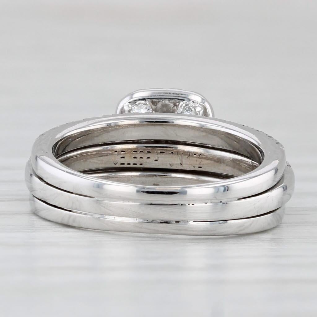 Princess Cut 1.33ctw Princess Halo Engagement Ring Bridal Set 18k Gold Size 5 Celebration 102 For Sale