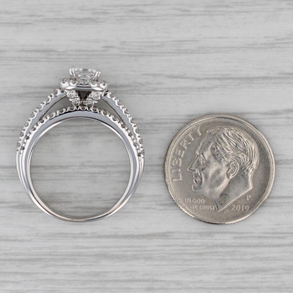 1.33ctw Princess Halo Engagement Ring Bridal Set 18k Gold Size 5 Celebration 102 In Good Condition For Sale In McLeansville, NC