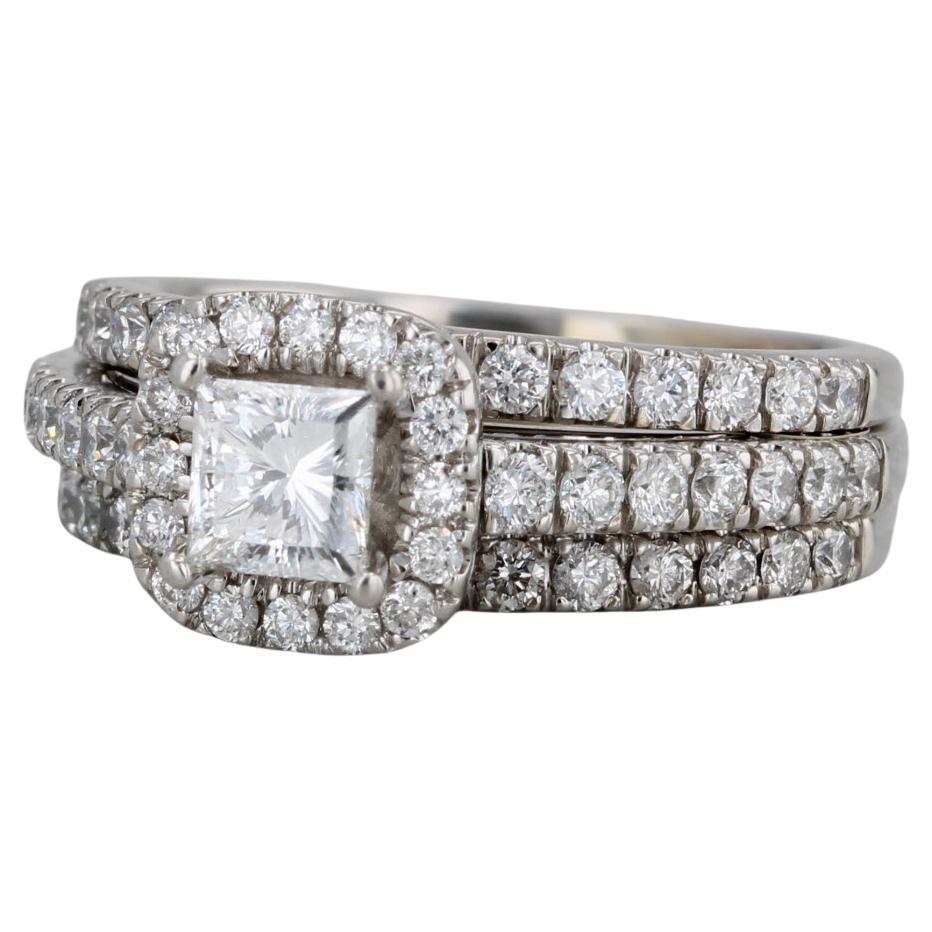 1.33ctw Princess Halo Engagement Ring Bridal Set 18k Gold Size 5 Celebration 102 For Sale