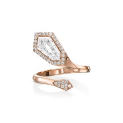 1.33tcw Kite Shape Natural Diamond in a 18k Rose Gold Statement Ring, Main Stone