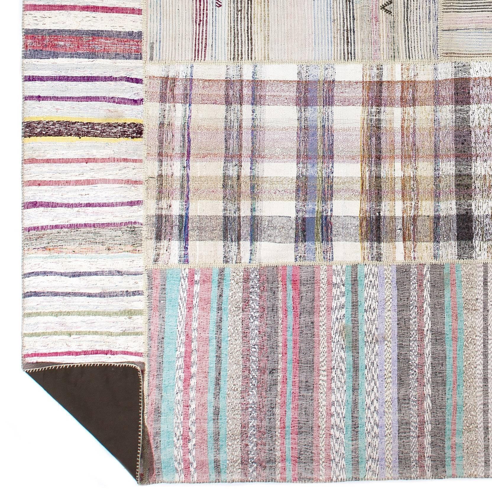 13.3x17,5 Ft Oversize handgewebter türkischer Rag-Teppich, Bodenbezug aus Baumwolle und Kelim  (Türkisch) im Angebot