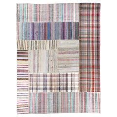 13.3x17,5 Ft Oversize handgewebter türkischer Rag-Teppich, Bodenbezug aus Baumwolle und Kelim