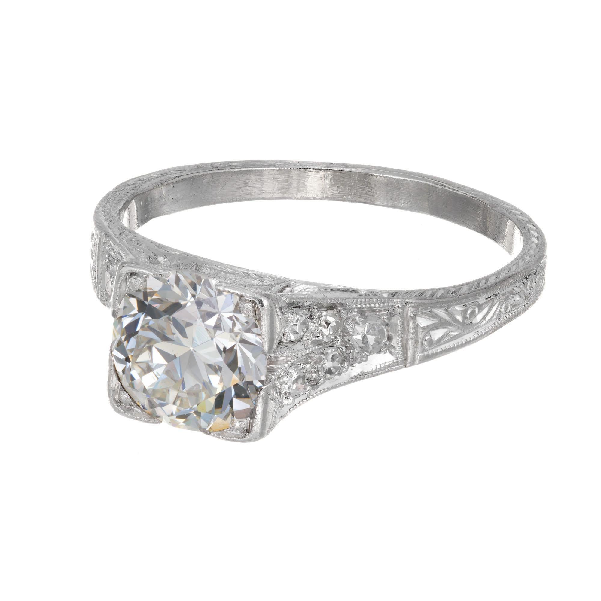 1.34 Karat Diamant Art Deco Platin Verlobungsring, ca. 1930er Jahre im Zustand „Gut“ im Angebot in Stamford, CT