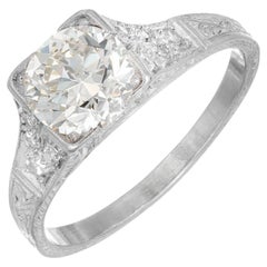 Antique 1.34 Carat Diamond Art Deco Platinum Engagement Ring, Circa 1930's