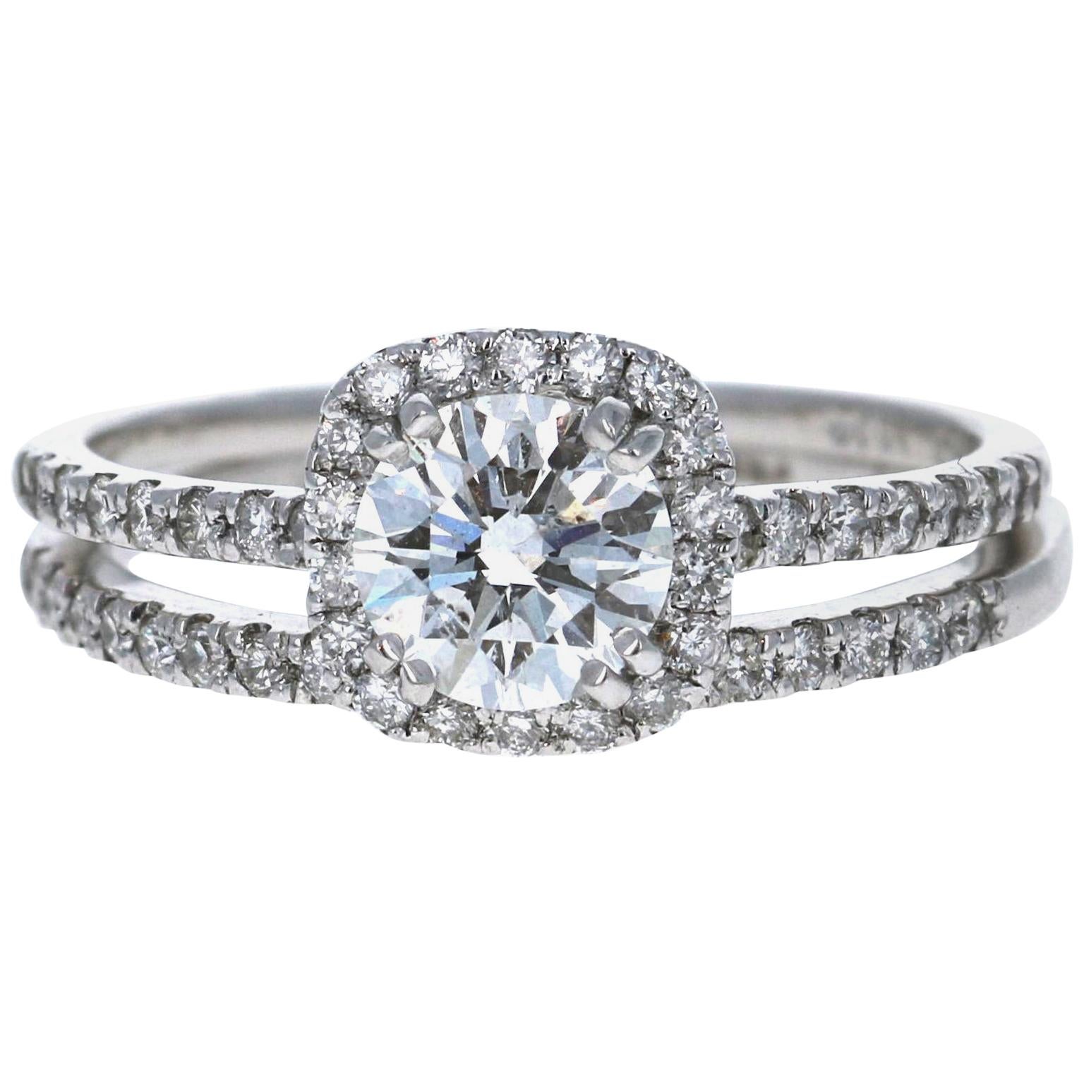 1.34 Carat Diamond Engagement Ring 14 Karat White Gold