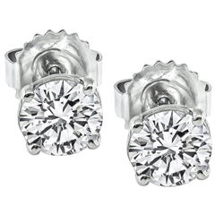 1.34 Carat Diamond Gold Stud Earrings