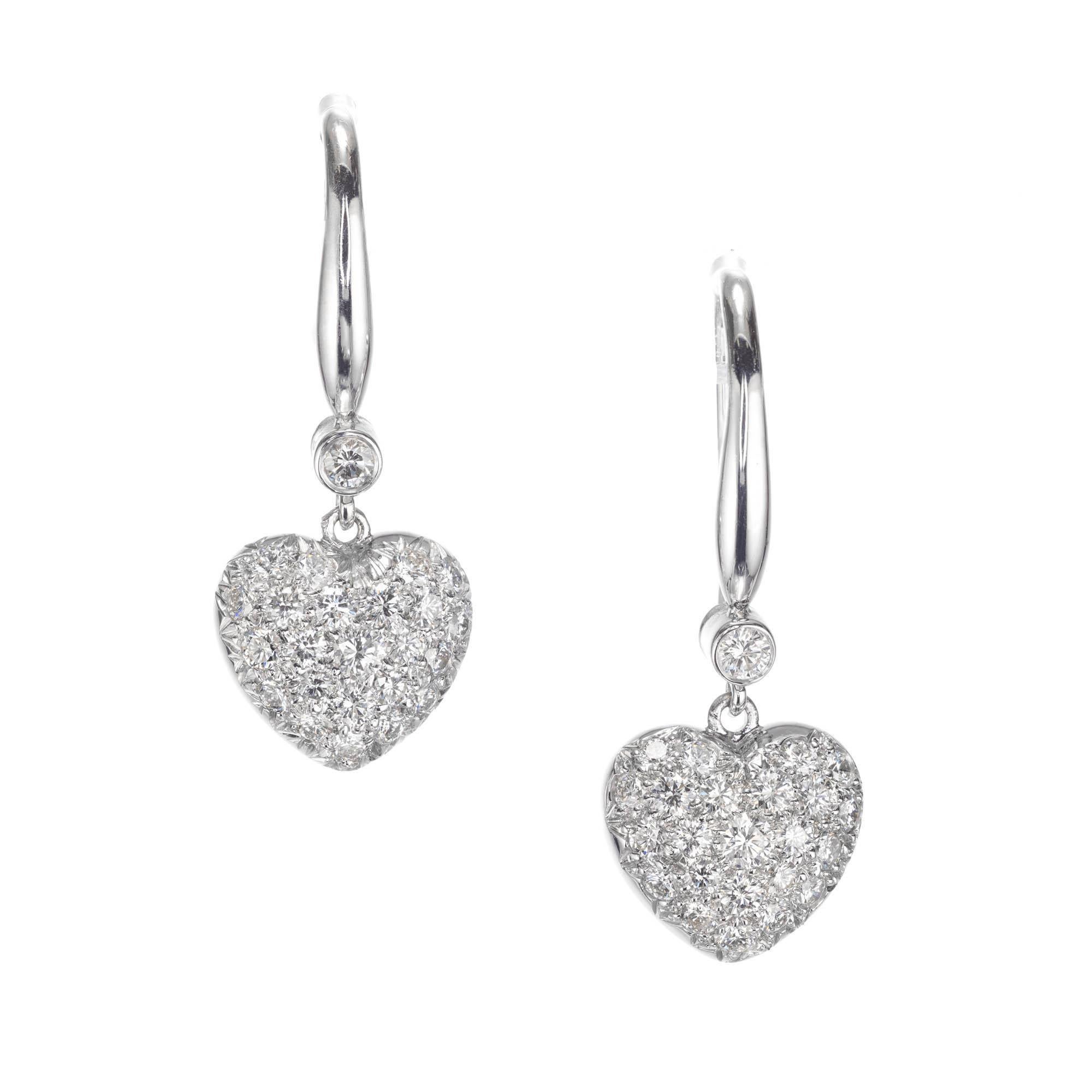 diamond heart dangle earrings