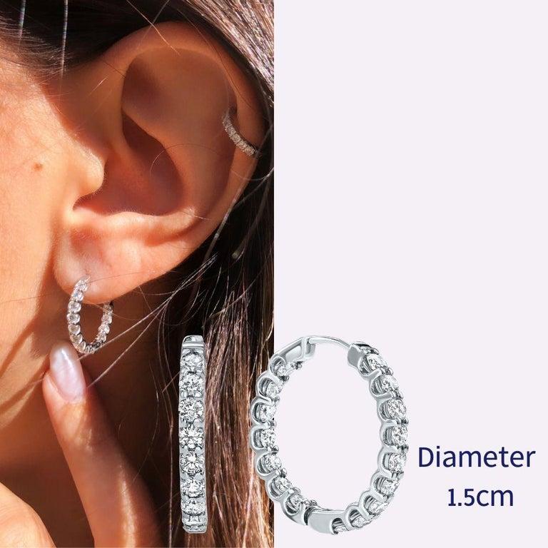 1.22 Carat Diamond Modern Hoop Earrings in 14 Karat Yellow Gold, Shlomit Rogel For Sale 3