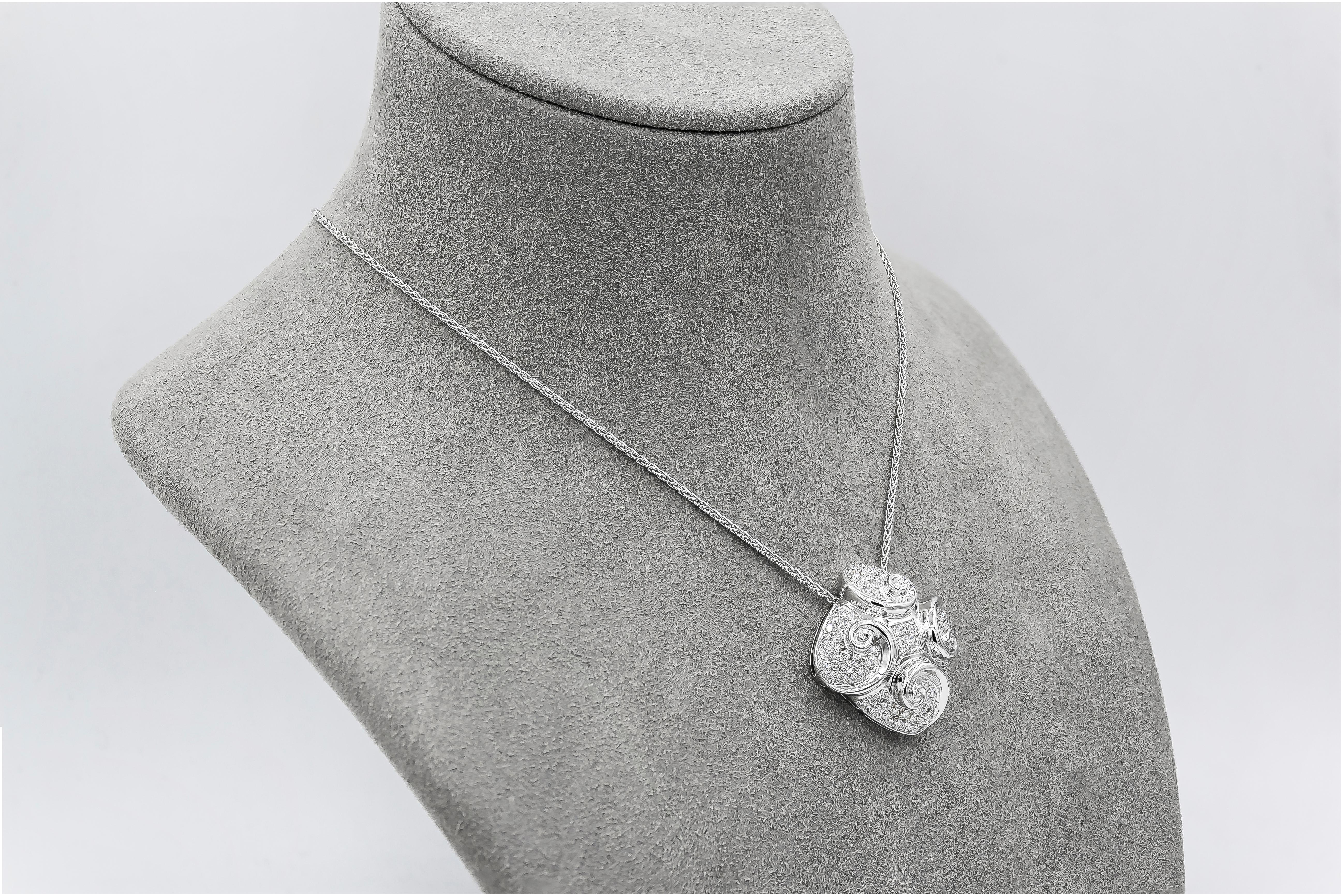Contemporary Roman Malakov 1.34 Carat Diamond Swirl Fashion Pendant Necklace For Sale
