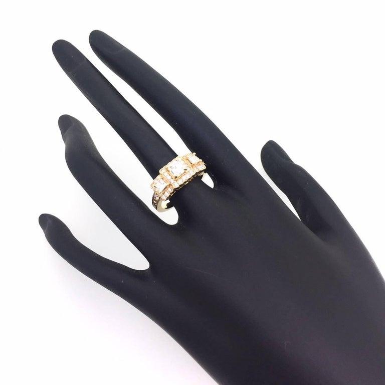Women's 1.34 Carat Diamond Three-Stone 18 Karat Rose Gold Ring