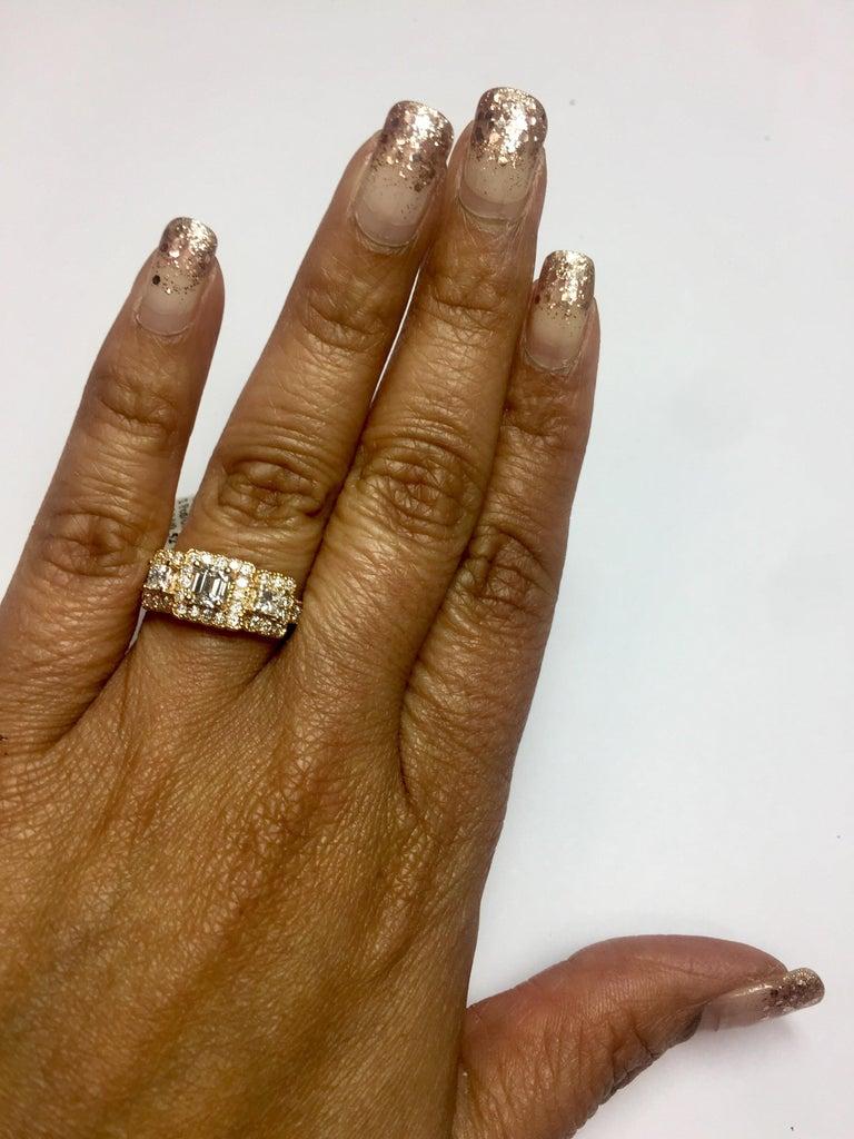1.34 Carat Diamond Three-Stone 18 Karat Rose Gold Ring 1