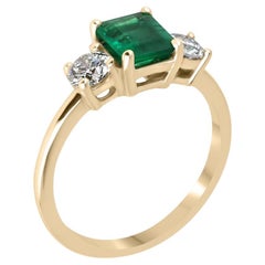 1.34 Carat Emerald Diamond Ring 14K White Gold Elegant Sparkle