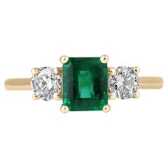 1.34 Carat Emerald Diamond Ring 14K White Gold Elegant Sparkle