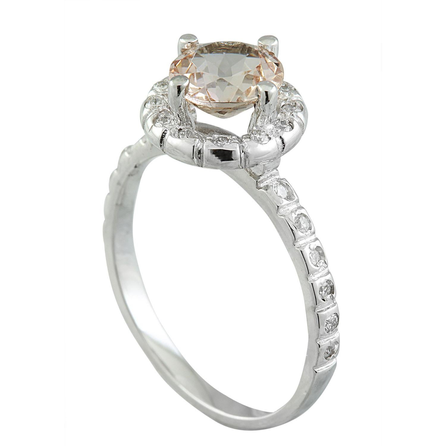 1.34 Carat Natural Morganite 14 Karat Solid White Gold Diamond Ring In New Condition For Sale In Los Angeles, CA