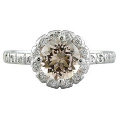 1.34 Carat Natural Morganite 14 Karat Solid White Gold Diamond Ring