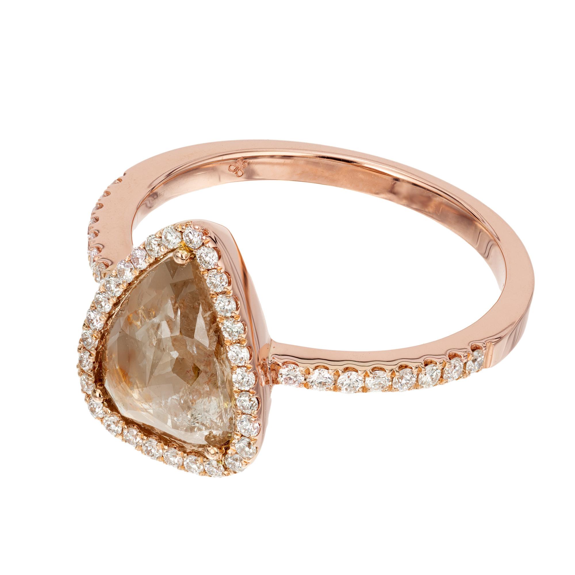 1,34 Karat birnenförmiger Diamant-Halo-Verlobungsring aus Roségold (Tropfenschliff) im Angebot