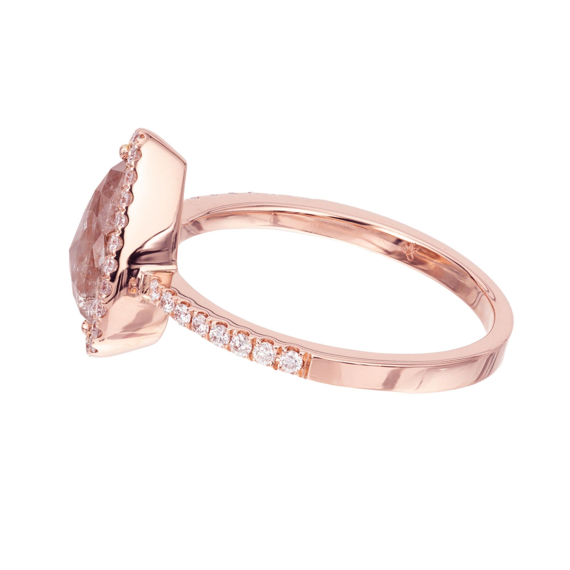 1,34 Karat birnenförmiger Diamant-Halo-Verlobungsring aus Roségold Damen im Angebot