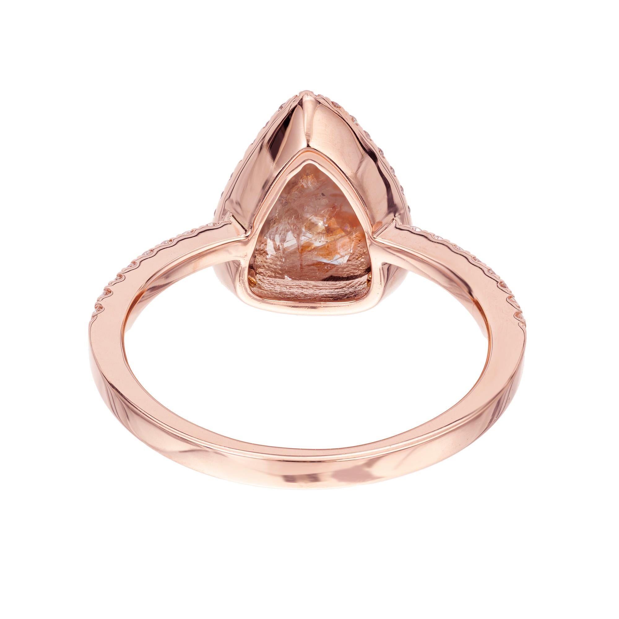 1,34 Karat birnenförmiger Diamant-Halo-Verlobungsring aus Roségold im Angebot 1