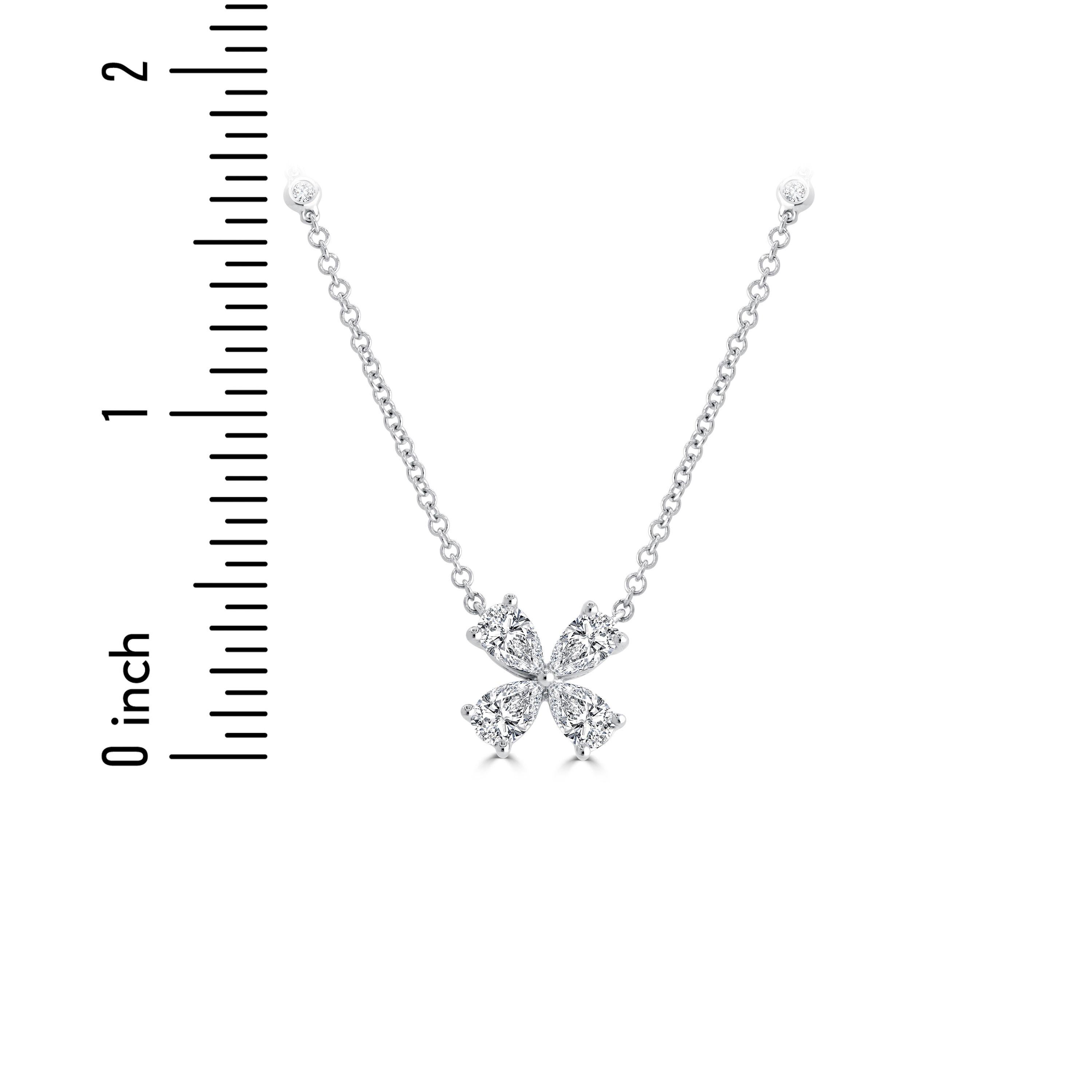 1.34 Carat Pear Shape Natural Diamond Necklace in 18k White Gold ref2083 For Sale 1