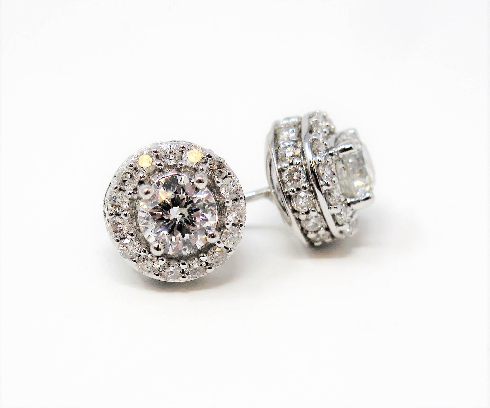 Beautiful, timeless diamond stud earrings with an elevated modern twist. These gorgeous pave diamond studs offer substantial sparkle and glamour without being over the top, while their simple yet elegant design can be worn with just about anything.