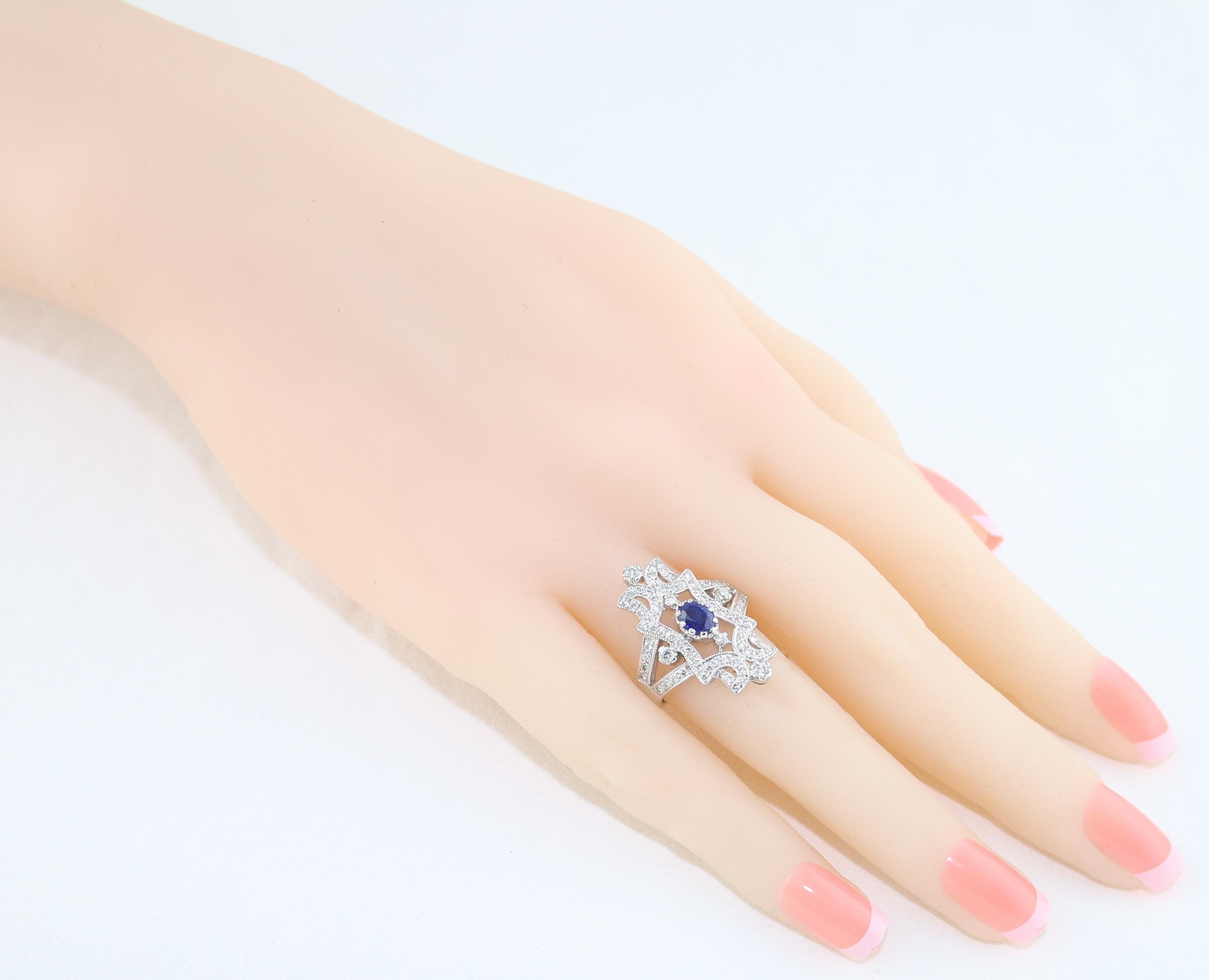 Anillo de oro con diamante y zafiro de 1,34 quilates Contemporáneo en venta